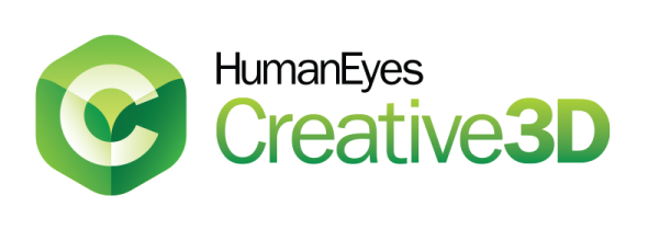 human eyes creative 3d green cube logo