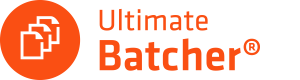 ultimate batcher wording orange with white paper logo
