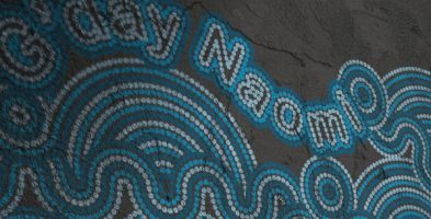 aboriginal print art personalised name blue dots g'day